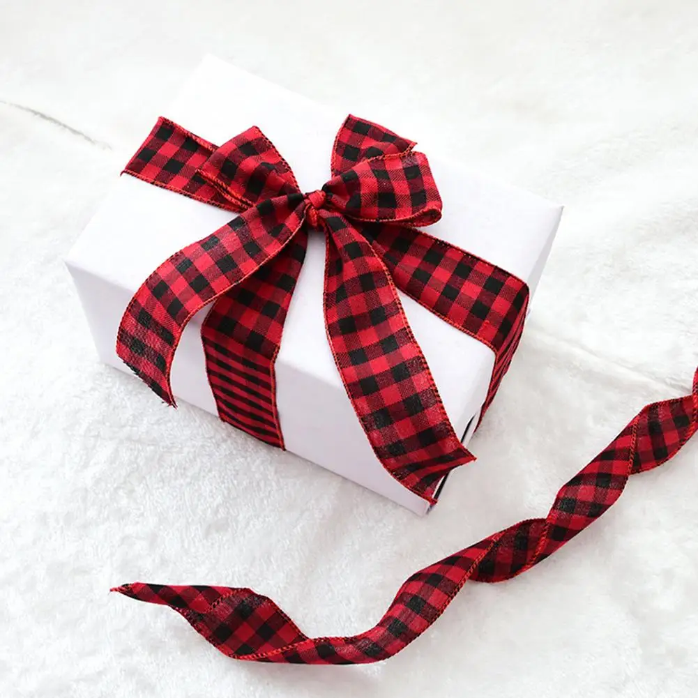 Рождественская лента фестиваль плед Проводные Ленты для Рождественского украшения подарок на год упаковочная ткань упаковочные ленты