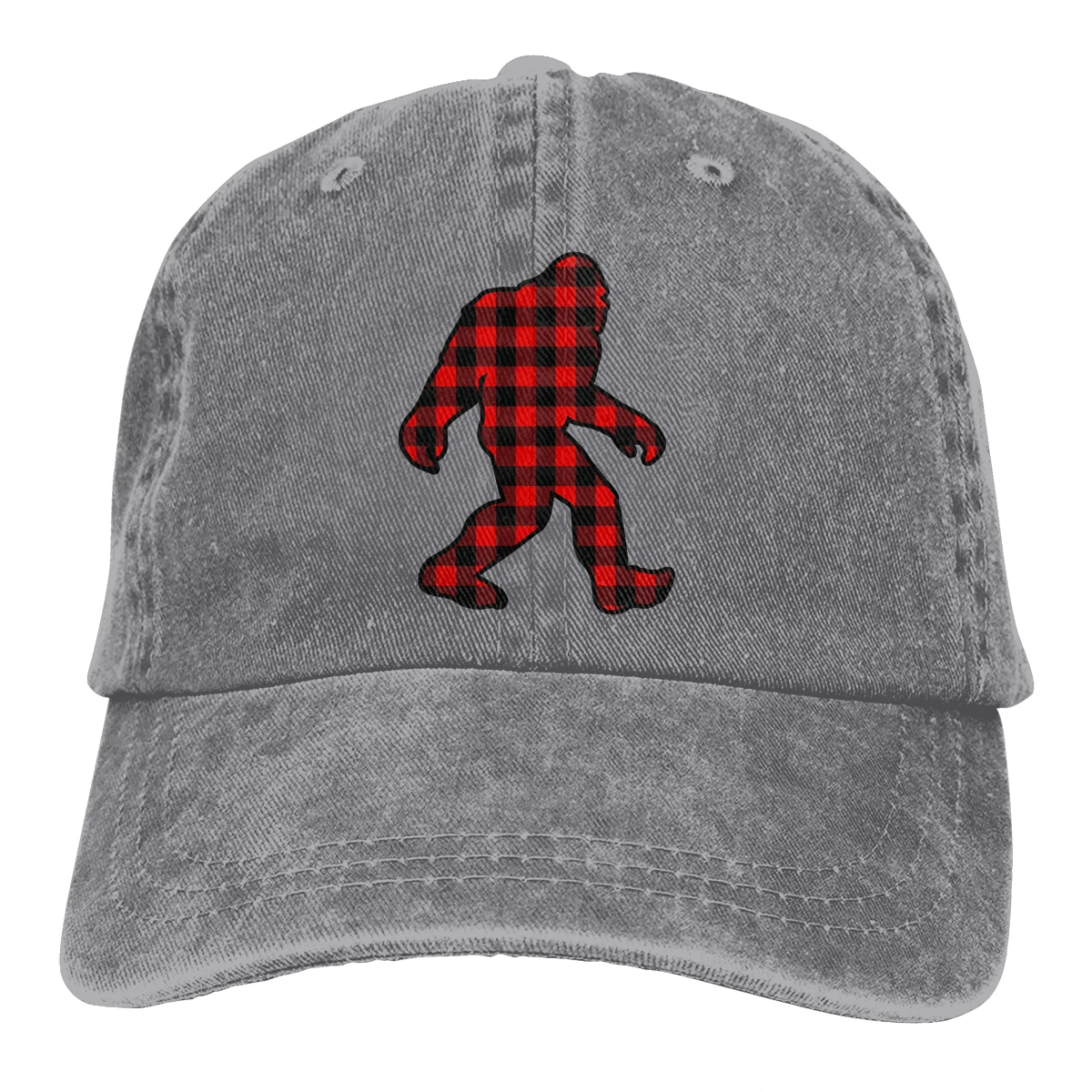 Красный плед Bigfoot Casquette черный унисекс Мужские Женские джинсовые бейсболка с ремешком кепки Регулируемый Гольф папа шляпа