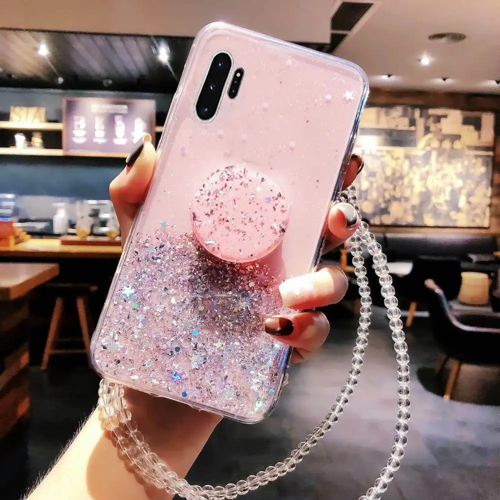Блестящий чехол с подставкой для Samsung Galaxy S10 Plus S20 A50 A10 A20 A30 A40 A70 Note 10 9 8 S9 Plus|Бамперы|