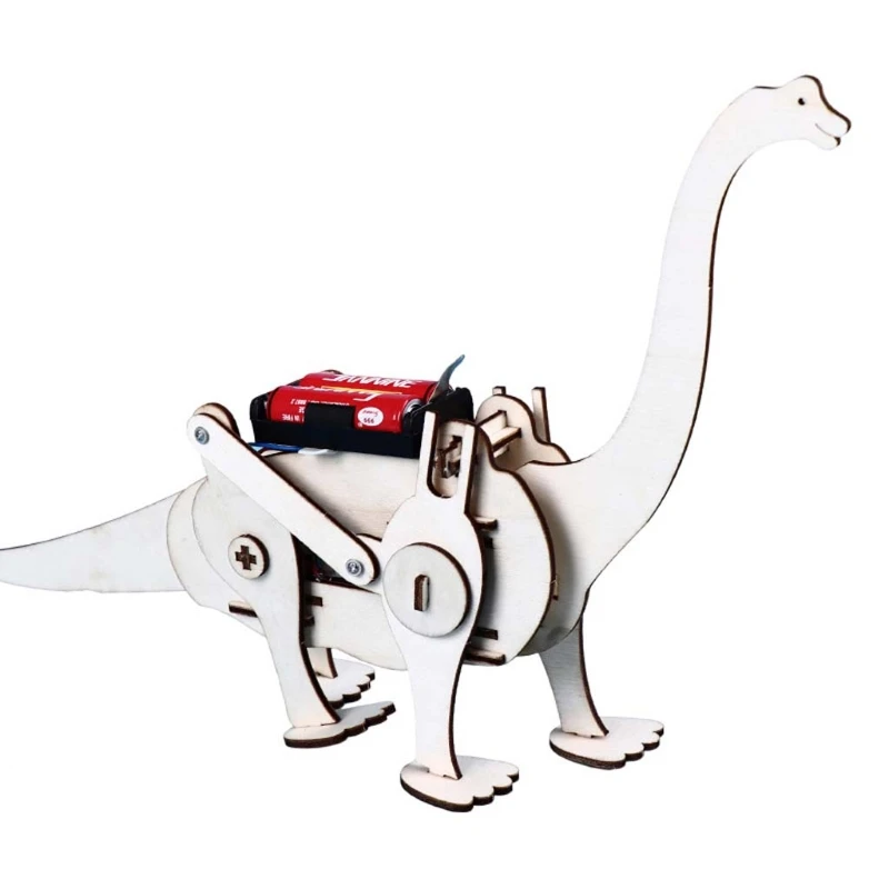 

Wooden Electric Small Brachiosaurus Model Creative DIY Science Puzzle Toys Set
