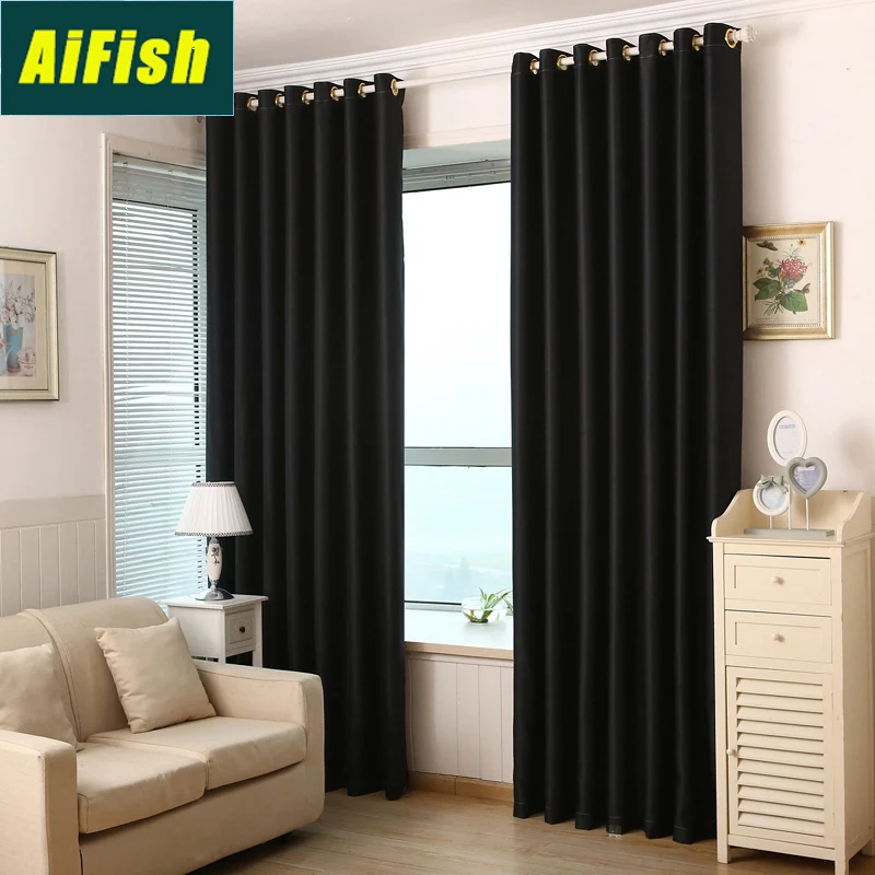 

Black Blackout Curtains for Living Room Bedroom Window Treatment Blinds Solid Color Drapes Modern Curtain WP092-4