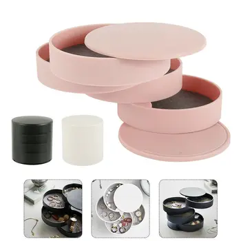 

Jewelry Storage Box New Design Fashion 4-Layer Rotatable Jewelry Accessory Storage Tray with Lid Birthday Gift for women
