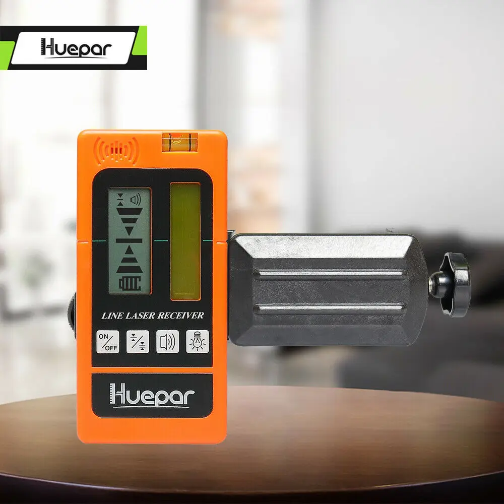 

Huepar Digital LCD Laser Receiver Outdoor Mode Laser Detector Available For Pulsing Green Red Beam Cross Line Laser Level Clamp