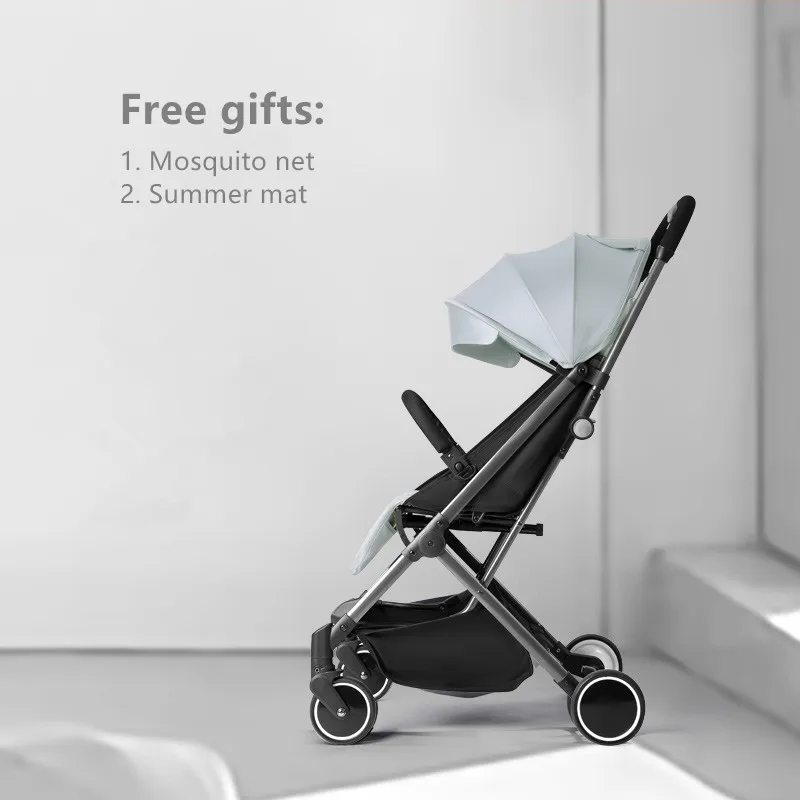 Light gray 5,5 кг легкая Портативная Складная Роскошная детская коляска s на самолете Горячая мама детская коляска четыре колеса тележка 6 бесплатных подарков - Цвет: Light gray