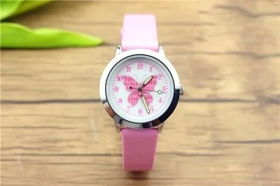 pink red 1 шт. новые модные брендовые Детские часы Детские кварцевые часы студенческие девушки милые красочные циферблат с бабочкой водонепроницаемые часы - Цвет: pink red