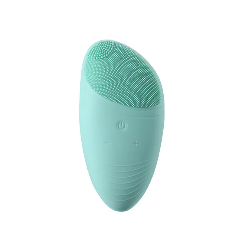 Электрическая силиконовая щетка для чистки лица, звуковой массаж, вибрация, USB перезаряжаемая, Смарт ультра звуковое очищающее средство для лица, инструмент для красоты - Цвет: light green