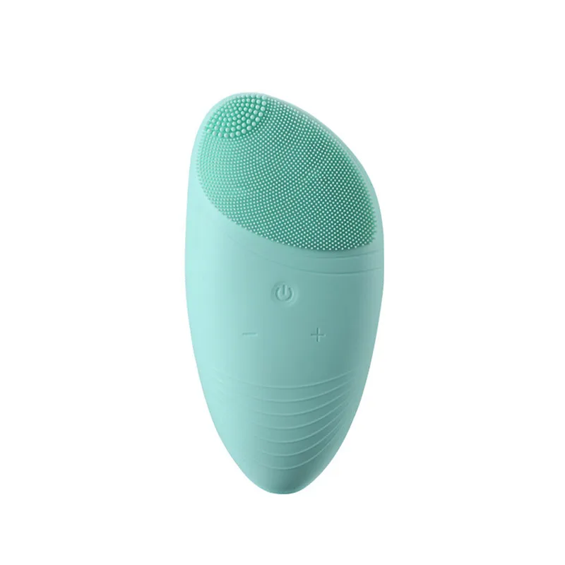 light green Электрическая силиконовая щетка для чистки лица, звуковой массаж, вибрация, USB перезаряжаемая, Смарт ультра звуковое очищающее средство для лица, инструмент для красоты - Цвет: light green