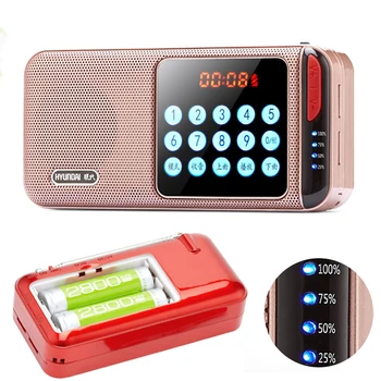 

Mini FM Radio Portable Pocket Radio Receiver with LED Display HD Speaker Support U Disk Dual TF Card Headphone Play