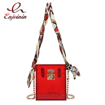 

Transparent Box Scarf Fashion Acrylic Women Purses and Handbags Shoulder Chain Bag Party Clutch Bag Evening Bag Casual Tote Bags