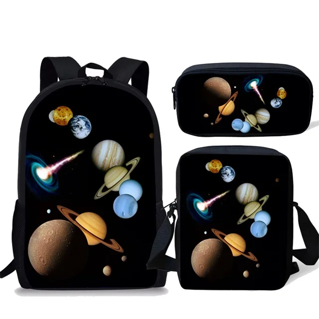 3 шт./компл. многоцветный Galaxy с космическим звездным Принтом Рюкзак для девочек-подростков; для мальчиков и девочек, классические, уникальные детские школьные сумки студент дети рюкзак