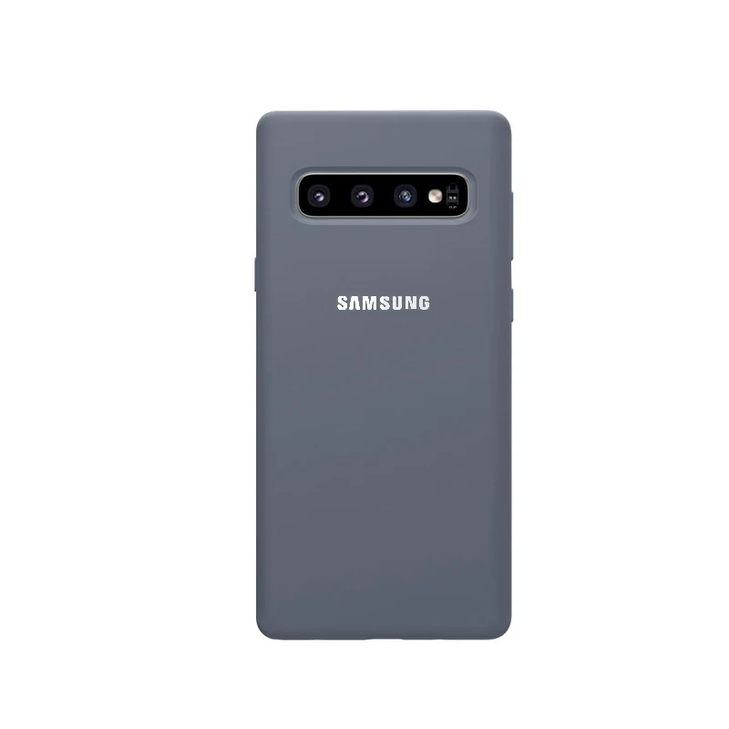 Жидкий силиконовый чехол для samsung galaxy S10 Plus, шелковистый мягкий защитный чехол на заднюю панель для samsung galaxy S10+ S10e - Цвет: Gray