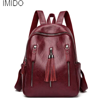 

2020 Hot Sale Women Backpack PU Leather Fashion Casual Tassel Bags High Quality Female Shoulder Bags Travel Backpacks For Girls