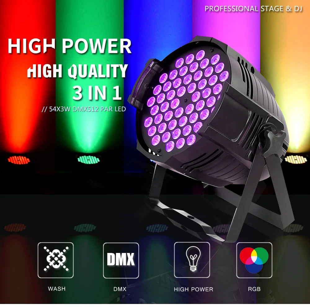 Алюминий сплав светодиодный Par 54x3 Вт RGB 3in1 светодиодный Par может Par 64 светодиодный прожектор Par dj проектор стирка освещение сценическое освещение