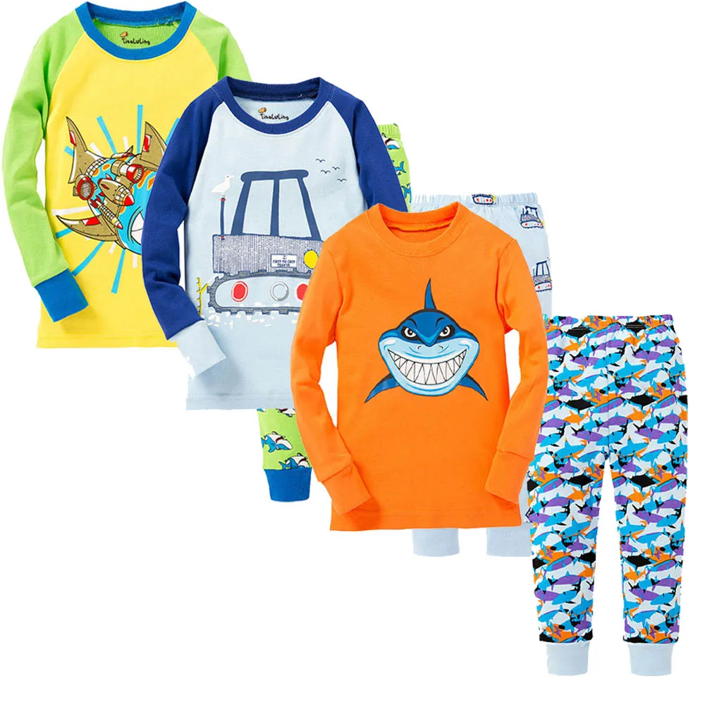 Long Sleeve Cotton Animal Cartoon Boys Kids Baby Children Pajamas Sets Girl Pajamas Children 2 3 4 5 6 7 8 Years cotton pajamas set