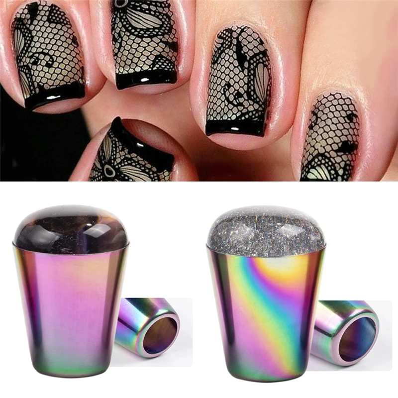 

Nail Art Template Tools Handle Holographic Transparent Nail Stamper Stamping Plate Scraper Holo Clear Jelly Silicone Stamper