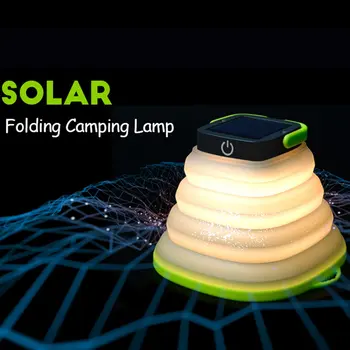 

Solar Portable Led Camping Lantern Lights Outdoor Rechargeable Emergency Waterproof Light Collapsible Flashlight Hiking Tent