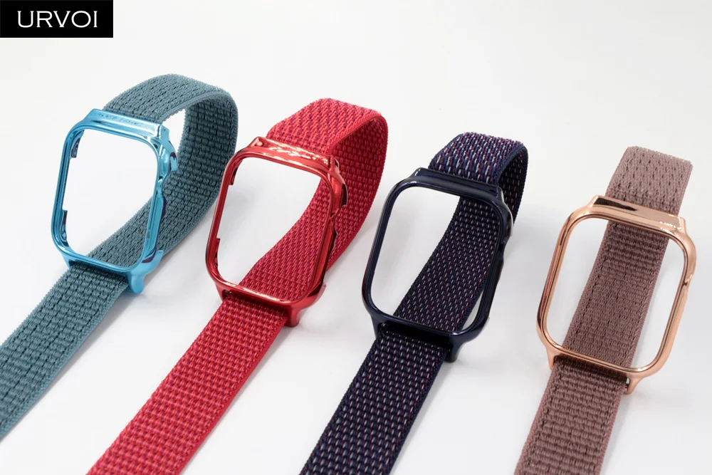 URVOI Спортивная петля для apple watch series 54 3 2 1 полоса светоотражающий ремешок для iwatch с корпусом ПК тканый нейлоновый дышащий ремешок