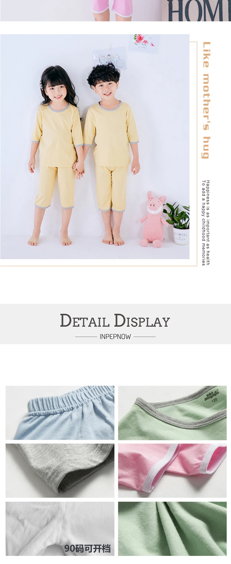 男女睡衣_春夏季韩版儿童短袖七分袖家居服空调服男女睡衣套装一件代发---阿里巴巴_10