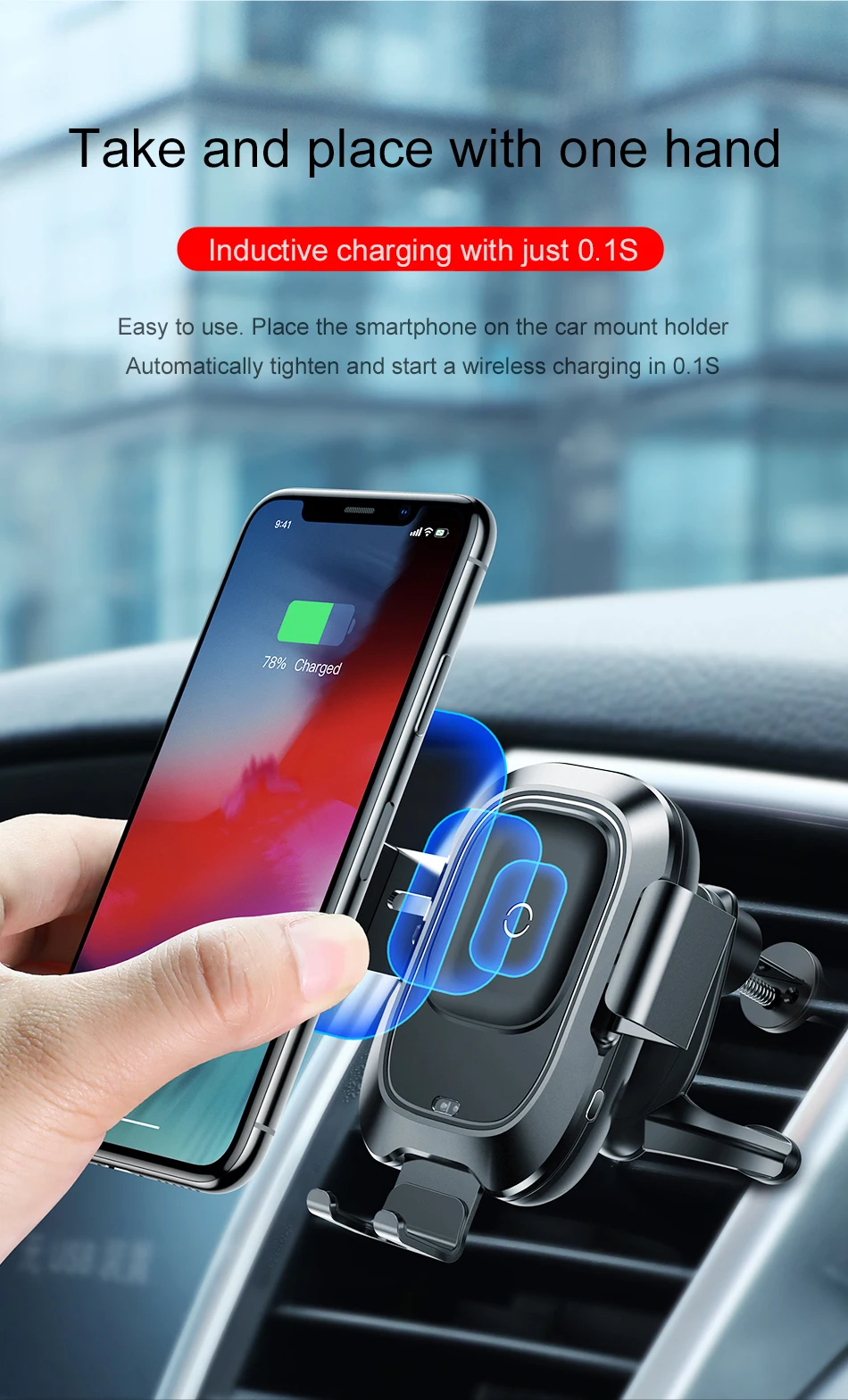 Baseus Автомобильный держатель для телефона для iPhone samsung, интеллектуальное инфракрасное Qi автомобильное беспроводное зарядное устройство, держатель для мобильного телефона