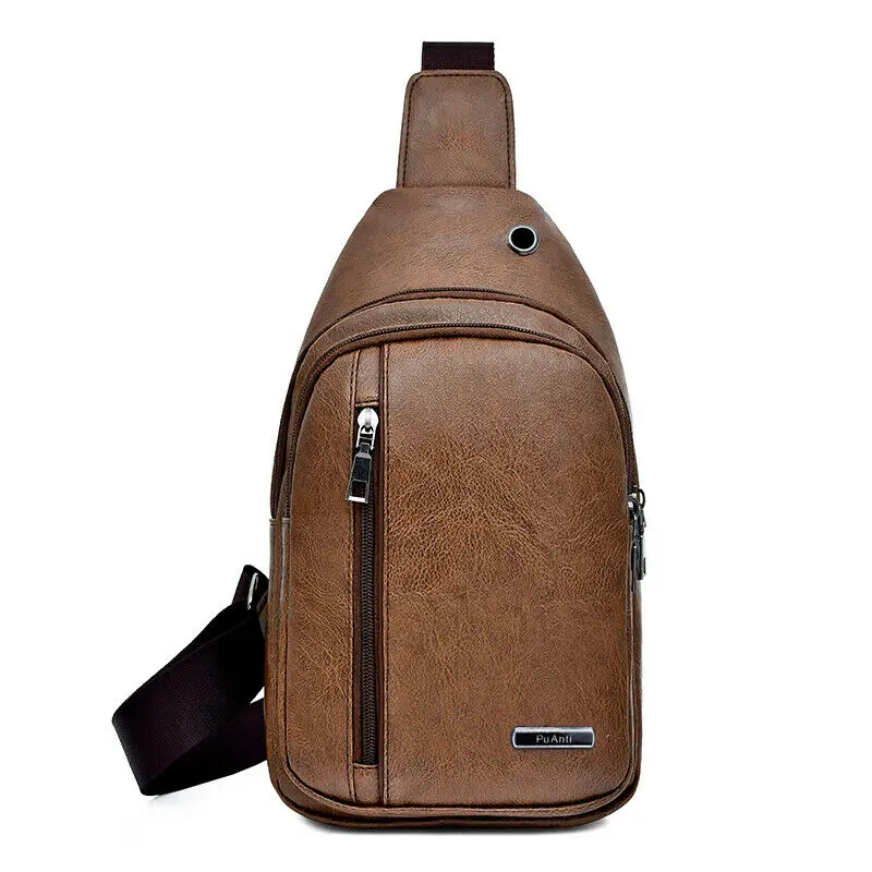 

Local stock Men's Sling Chest Cross Bag PU Messenger Casual Shoulder Pack Crossbody Bags