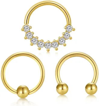 

Daith Earring Cartilage Helix Tragus Piercing Jewelry Nose Rings Septum Piercing Closure Ring Cubic Zirconia 3Pcs 20 Gauge