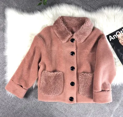 Pink Большие размеры, короткое пальто из натурального меха для женщин, новинка зимы, Soid Sheep,, шерстяная куртка, офисные женские двухслойные меховые пальто - Цвет: Pink