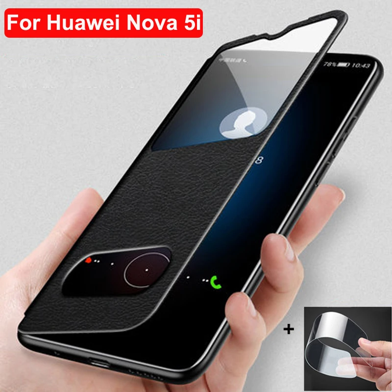 Для huawei Nova 5i чехол Nova5i задняя крышка с открытым окном Флип кожаный чехол для huawei Nova 5 i GLK-AL00 GLK-TL00 чехлы для телефонов оболочка