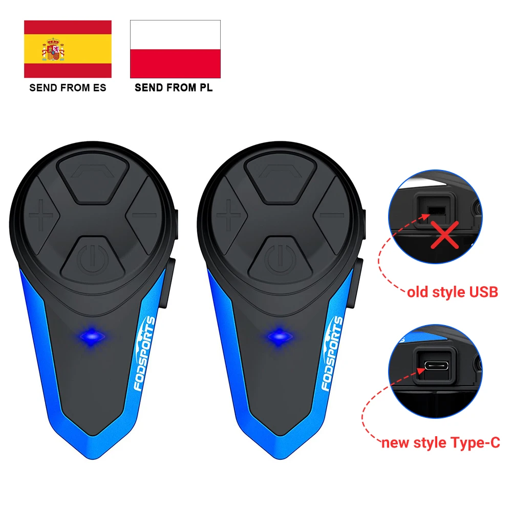Водонепроницаемый Bluetooth Интерком Fodsports для мотоциклетного шлема 2 шт.|motorcycle