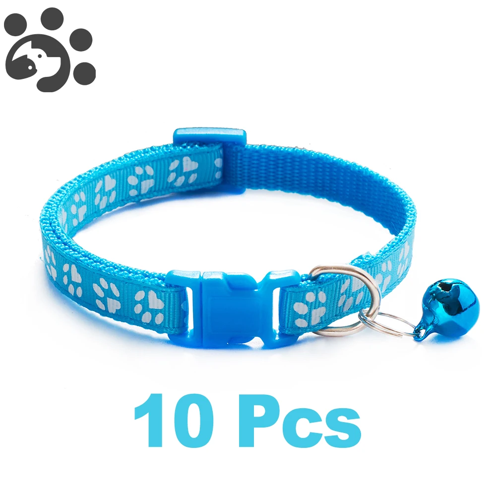 10Pcs Wholesale With Bell Collars Delicate Safety Casual Nylon Dog Collar Neck Strap Fashion Adjustable Bell Pet Cat Dog Collar 