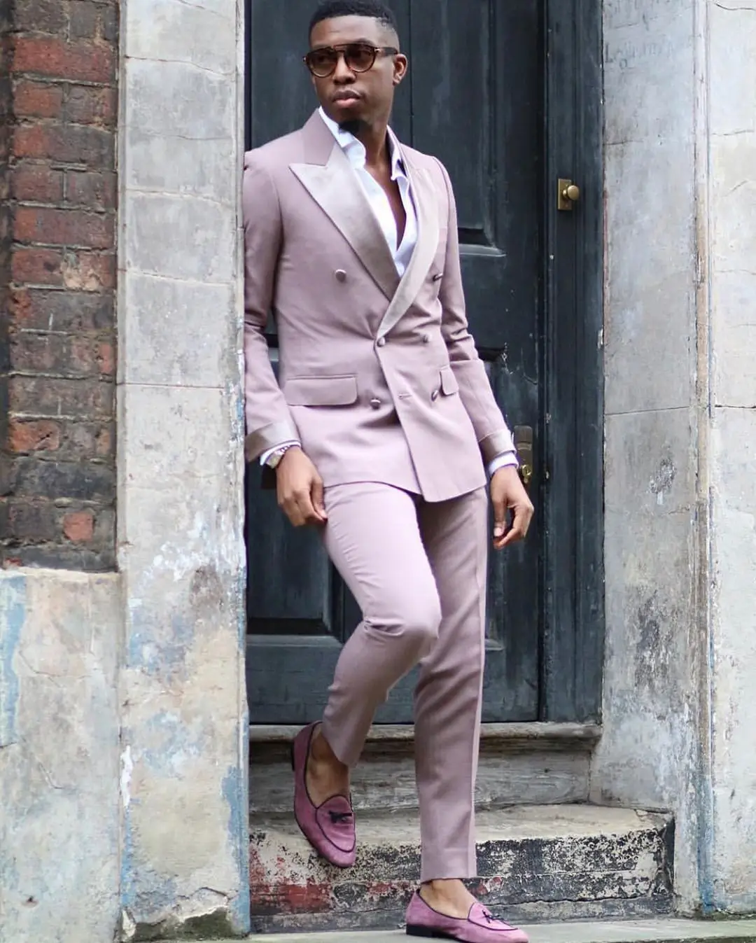 Light Purple Groom Mens Pants Suits 