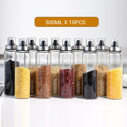 10pcs X B500ML Флаконы-распылители для перца, наборы для хранения специй, солонка для приготовления пищи, бутылки для приправ, диспенсер для соуса, бутылочки для приправ - Цвет: 10pcs X B500ML