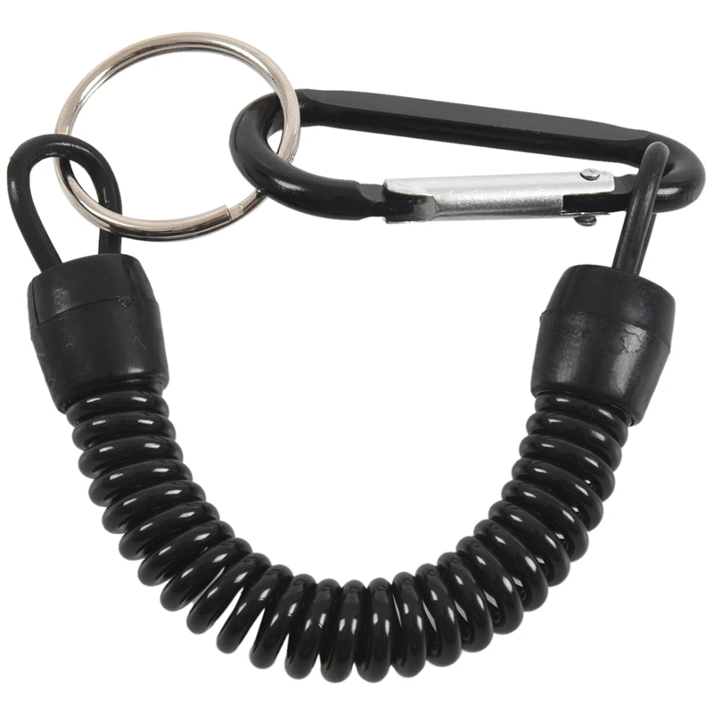 Кольцо для ключей с карабином и спиральным кабелем 13 см случайный цвет|Уличные