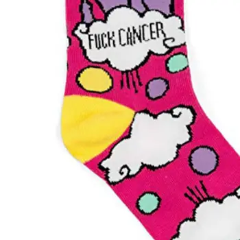 

Unisex Novelty Combed Cotton Crew Socks Beat Cancer Funny Letters Cat Hosiery Women Socks