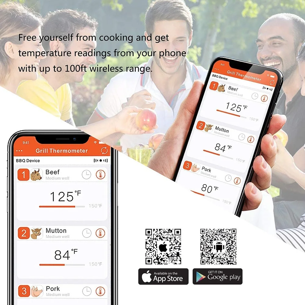 AIRMSEN Wireless Meat Thermometer, Smart Bluetooth Meat