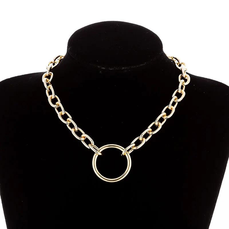 Style 5 Gold KMVEXO, многослойное ожерелье с круглым кулоном в стиле панк с металлическим крестом для женщин и мужчин, ювелирные изделия для влюбленных, Геометрическая цепочка с замком для ключицы, ожерелье - Окраска металла: Style 5 Gold