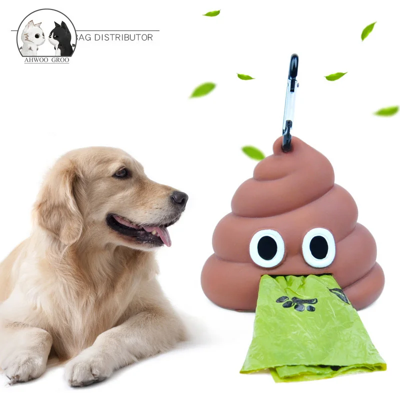 Perro Bolsa para popó dispensador portátil al aire libre perro basura bolsas de transporte soporte lindo mierda forma de perro de mascota bolsas de residuos recibir suministros para mascotas