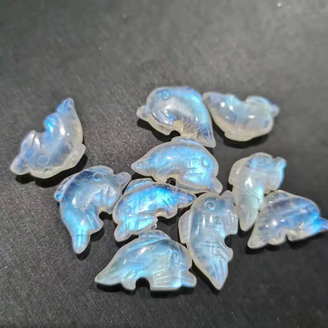 

Natural moonstone dolphin shape Gemstone crystal Necklace Pendant