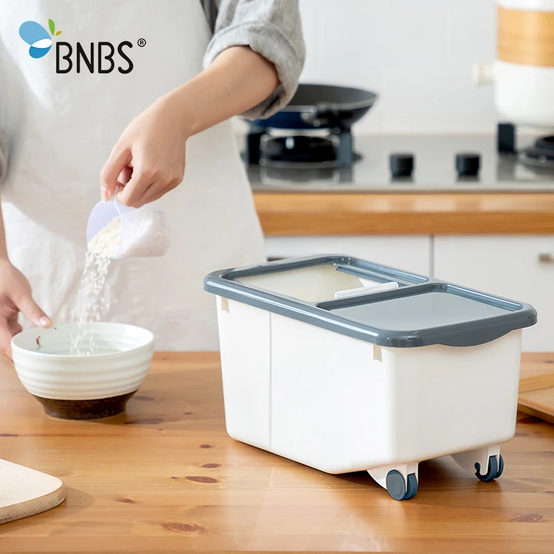 BNBS Kitchen Plastic Storage Rice Box Containers For Food Cereals Flour Sealed Box Crisper Rice Cans Kitchen Items Supplies