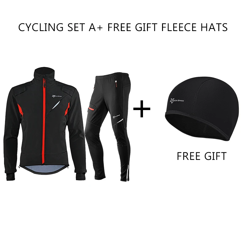 Jacket and pants A ROCKBROS зимний комплект для велоспорта, теплая флисовая спортивная одежда, ветрозащитная куртка унисекс, мужские и женские брюки, спортивный костюм для улицы, комплект одежды - Цвет: Jacket and pants A