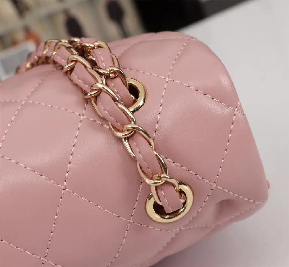 pink with gold Брендовые классические сумки модная повседневная Наплечная Сумка на цепочке - Цвет: pink with gold