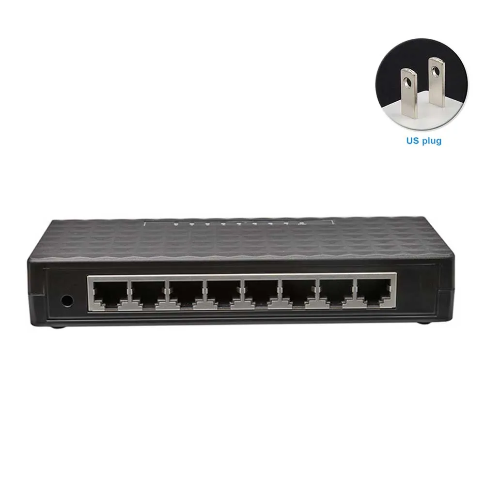Самоадаптацией RJ45 Ethernet-коммутатор прочный гигабитный 8 Порты и разъёмы сети 1000 Мбит/с Настольный сетевой коммутатор концентратор разделитель полный модульного дома
