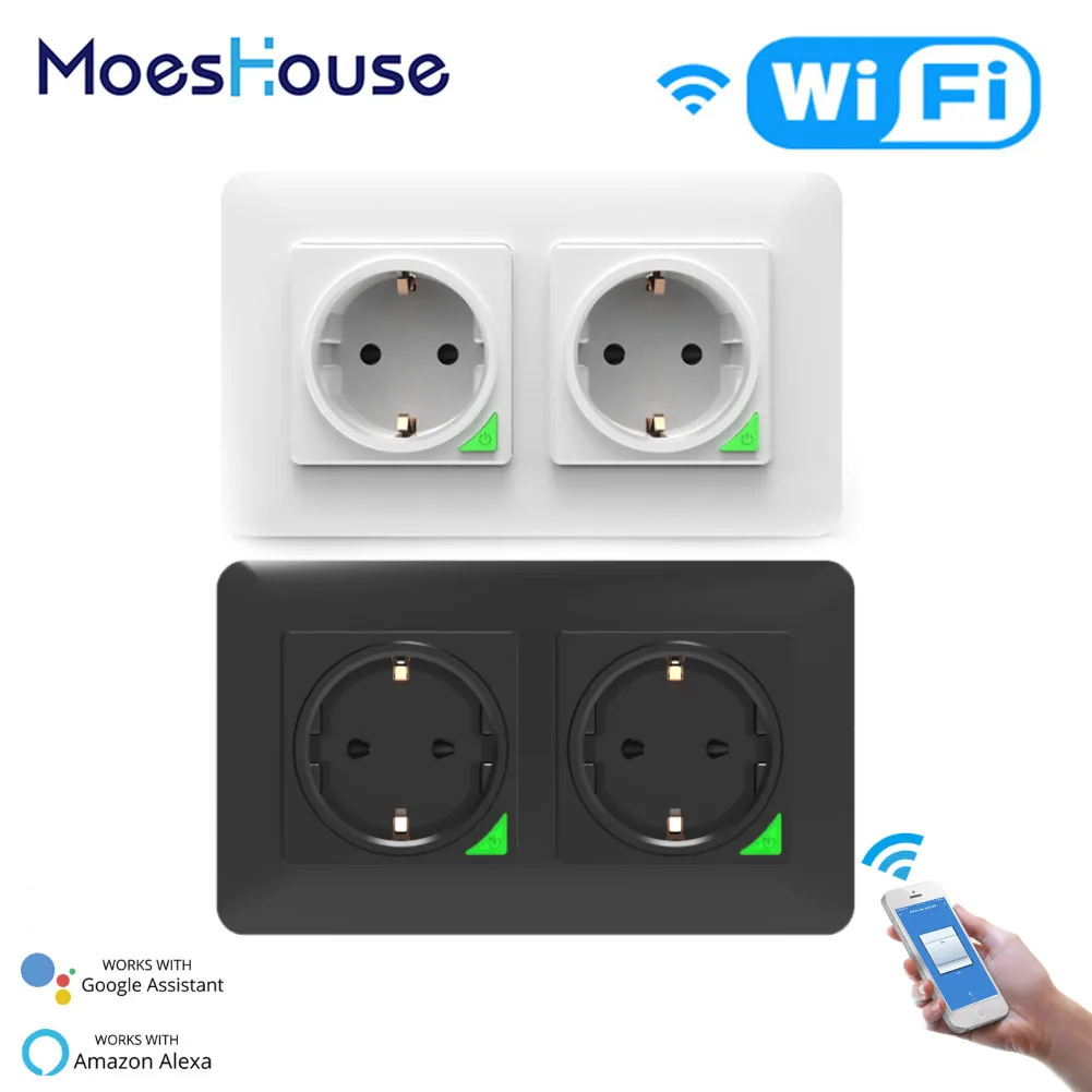 WiFi умная розетка EU DE Съемная от стены пластина Smart Life Tuya приложение Управление работает с Alexa Echo Google Home