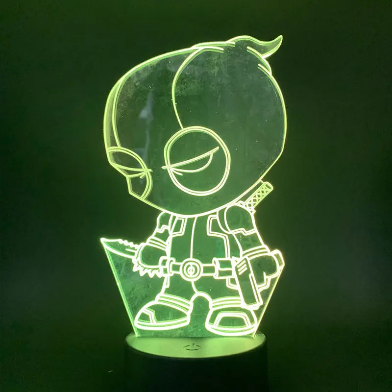 Q-version Дэдпул 3D лампа ночник 7 цветов сенсорная кнопка настольная лампа USB Освещение сна Декор для спальни подарки для детей Прямая поставка