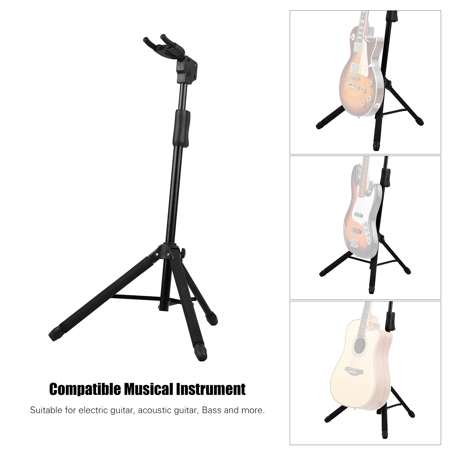 para guitarra, soporte para instrumento musical, autobloqueo, con autoadaptación para guitarra eléctrica, bajo|Partes y guitarras| - AliExpress