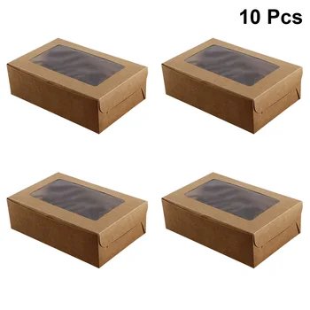 

10pcs Kraft Cupcake Boxes And Packaging Portable 6 Cavities Kraft Paper Carriers Containers Packaging Cupcake Boxes With Inserts