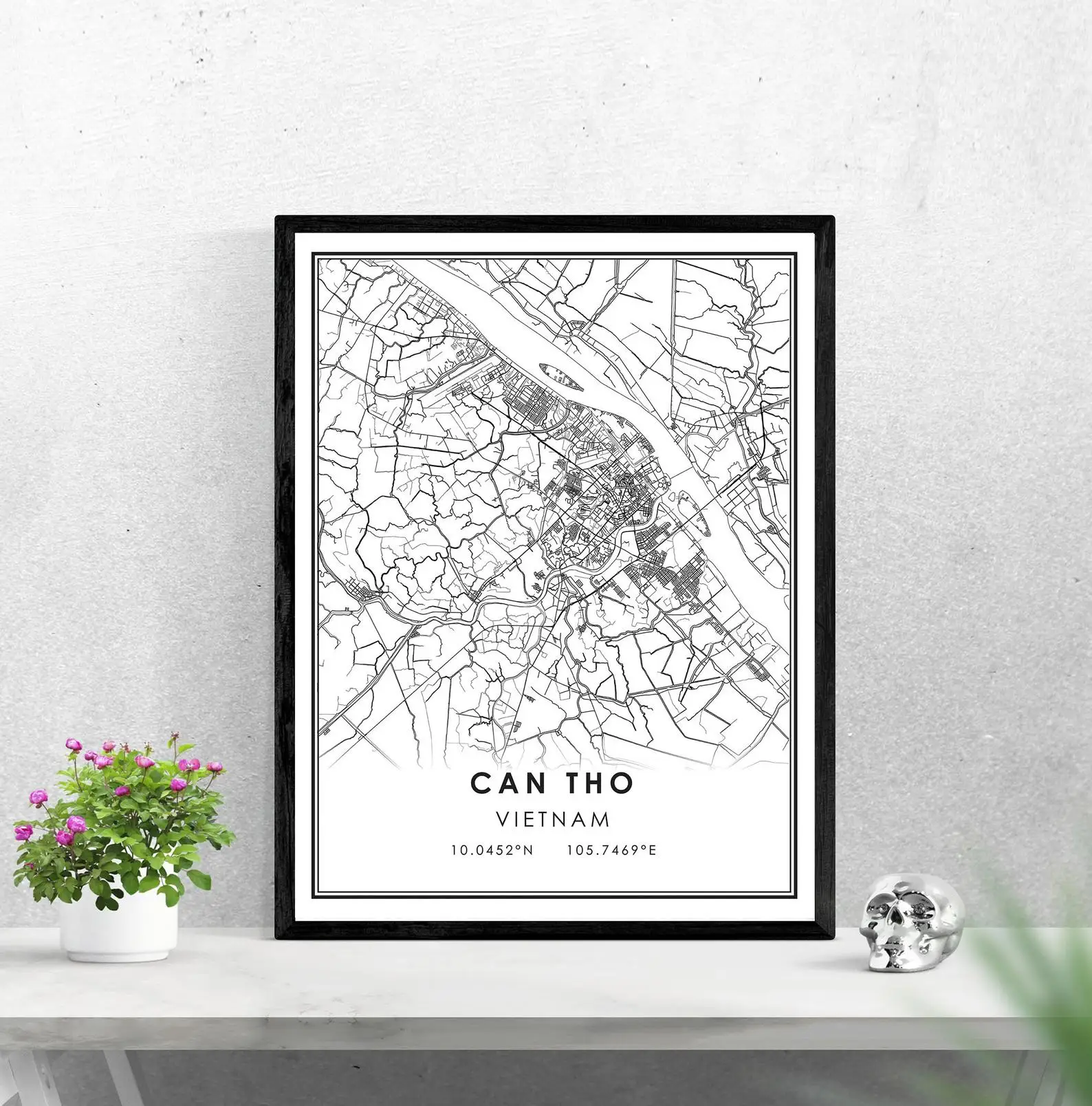 Can Tho map print poster canvas | Vietnam city Дом и сад