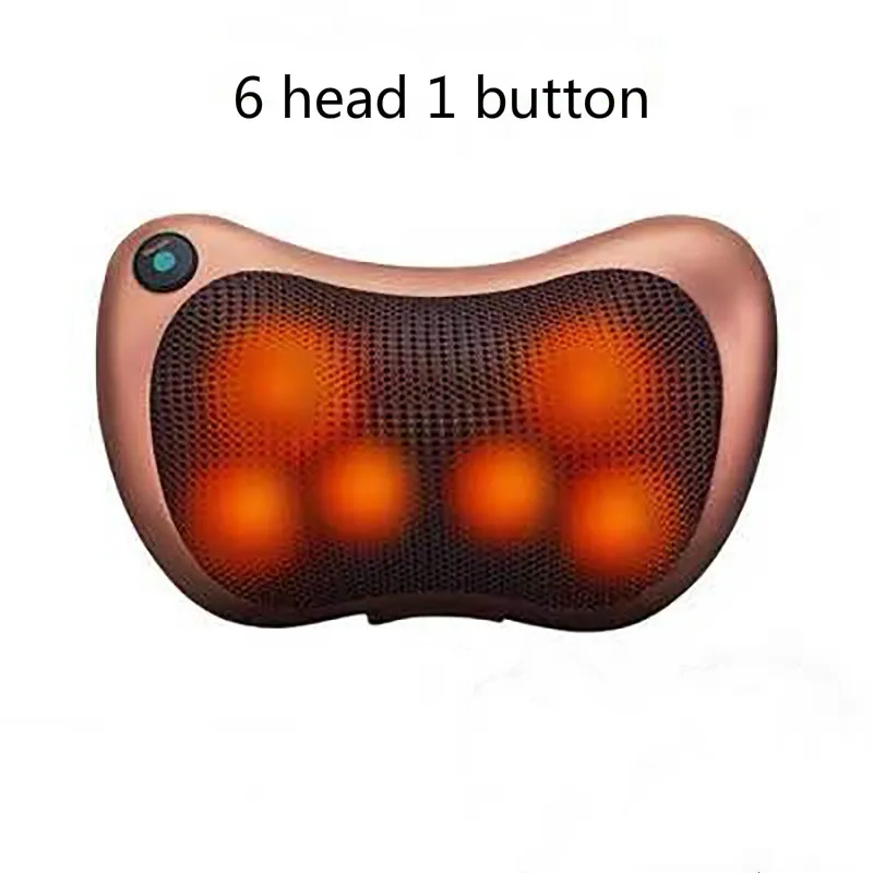 6 head 1 button Массажер для головы и шеи, Массажная подушка для релаксации, вибратор для шеи, плеча, спины, разминающая инфракрасная Подушка терапевтическая - Цвет: 6 head 1 button