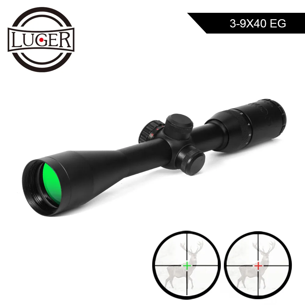 LUGER 3-9x40 Riflescope охотничьи прицелы длинная тактическая оптика винтовки подходит 11 мм 20 мм железнодорожное крепление для страйкбола