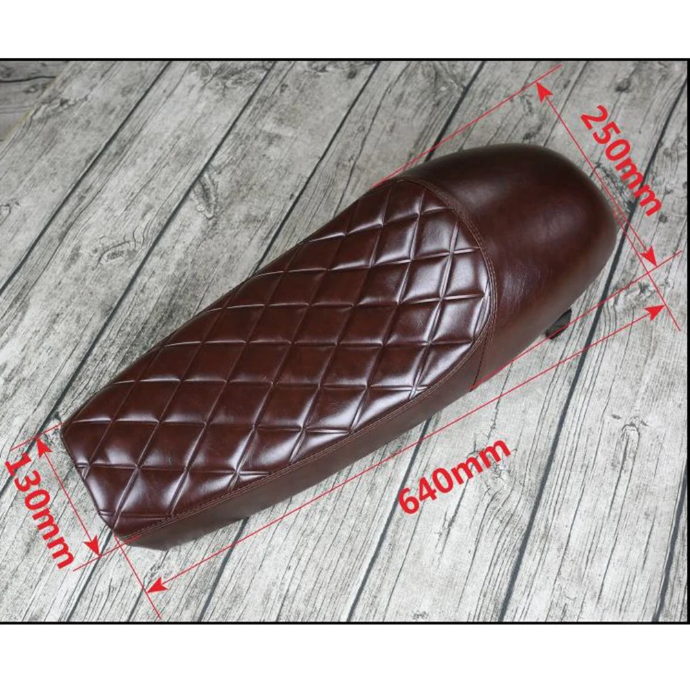 New Arrival 1pc Universal Vintage Hump Motorcycle Custom Cafe Racer Seat Saddle Brown 640x250mm
