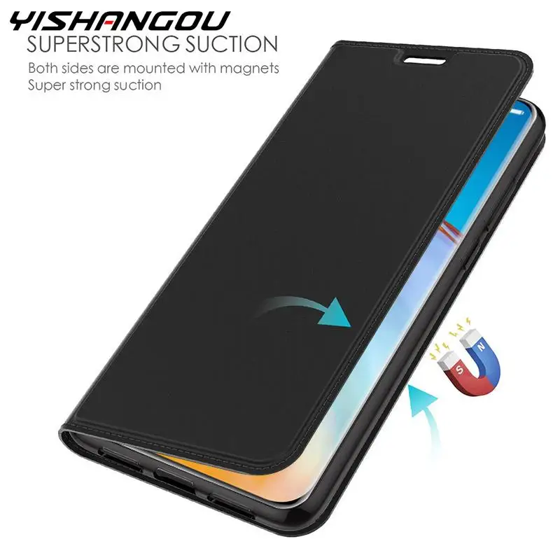 Тонкий кожаный магнитный флип чехол для Huawei P40 Pro P30 P20 Lite E P Smart Z Plus Y9 Prime 2019 Honor 9A 9X 20